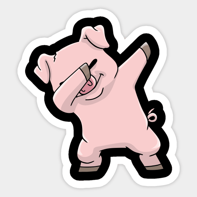 Pig, Kawaii, Dabbing Sticker by KAWAIITEE